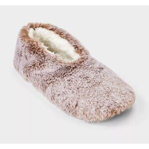 Faux-Fur Slipper Socks M/L 8-10 By Auden Lined For Warmth Slip-Resistant Soles 1